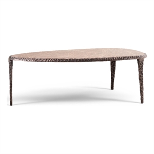 Meridian Furniture Gild Beige Genuine Marble Top And Aluminum Base Coffee Table