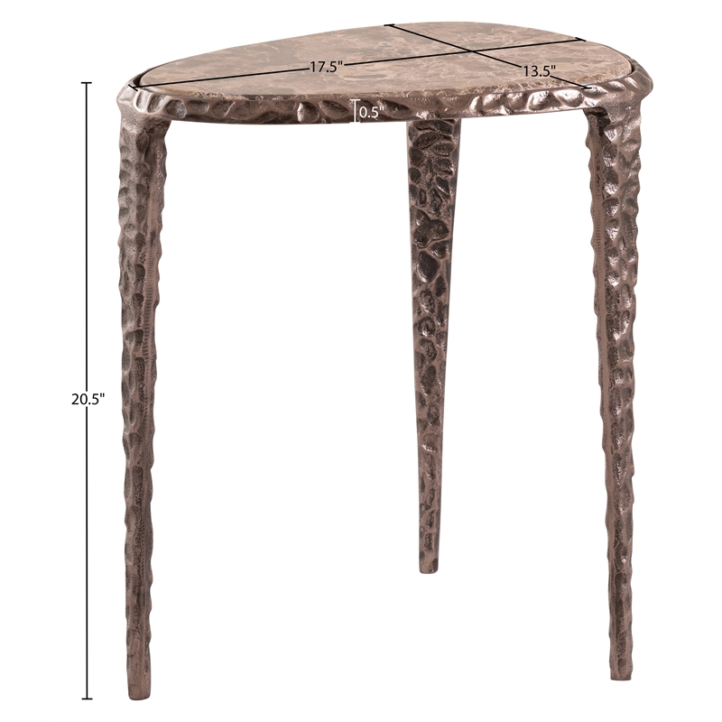 Meridian Furniture Gild Beige Genuine Marble Top End / Side Table