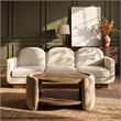 Meridian Furniture Wren Beige Velvet Performance Fabric Coffee Table