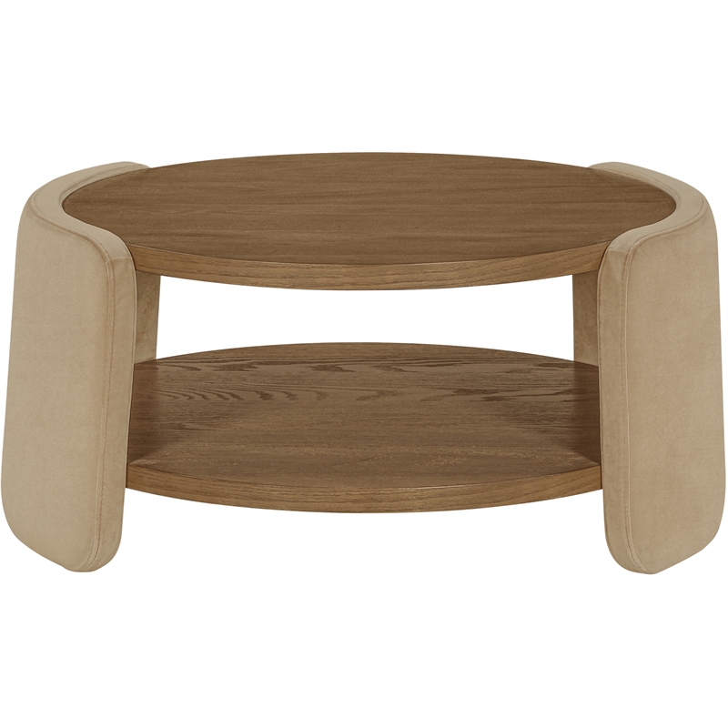 Meridian Furniture Wren Beige Velvet Performance Fabric Coffee Table