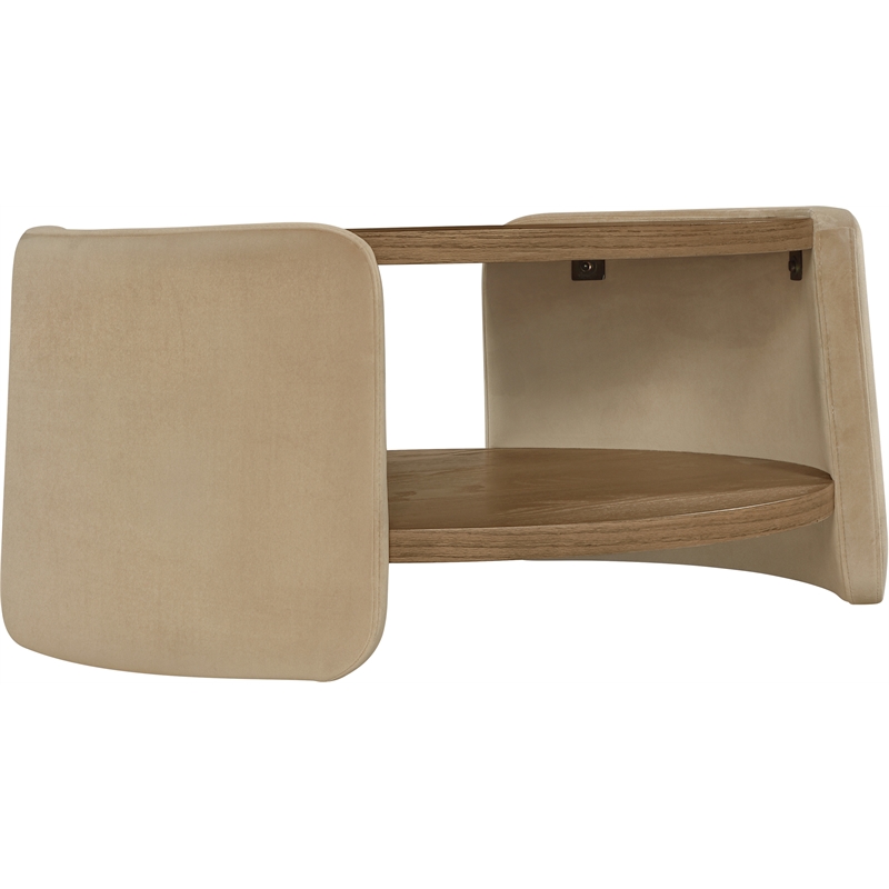 Meridian Furniture Wren Beige Velvet Performance Fabric Coffee Table