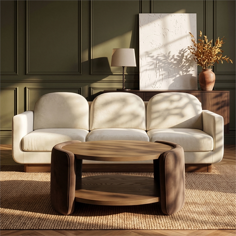 Meridian Furniture Wren Brown Velvet Performance Fabric Coffee Table