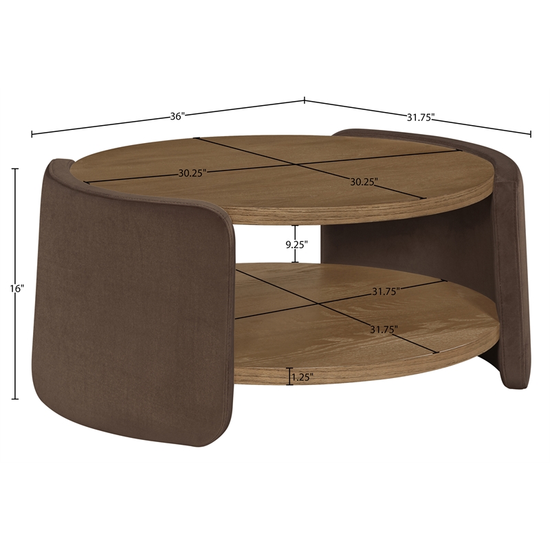 Meridian Furniture Wren Brown Velvet Performance Fabric Coffee Table
