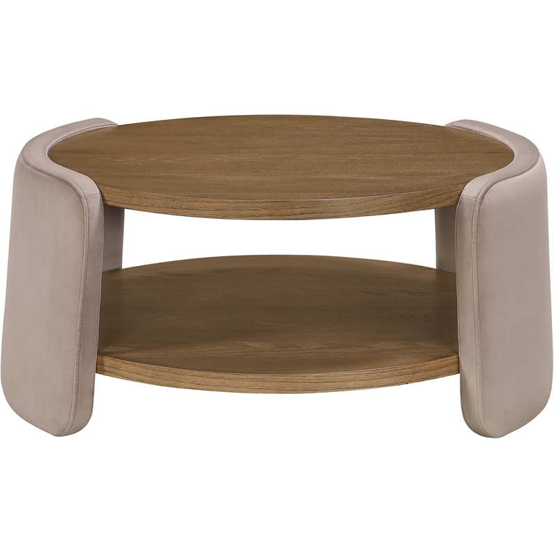 Meridian Furniture Wren Taupe Velvet Performance Fabric Coffee Table
