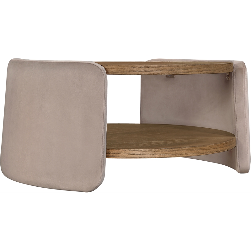 Meridian Furniture Wren Taupe Velvet Performance Fabric Coffee Table