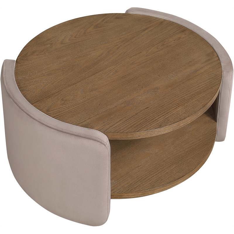 Meridian Furniture Wren Taupe Velvet Performance Fabric Coffee Table