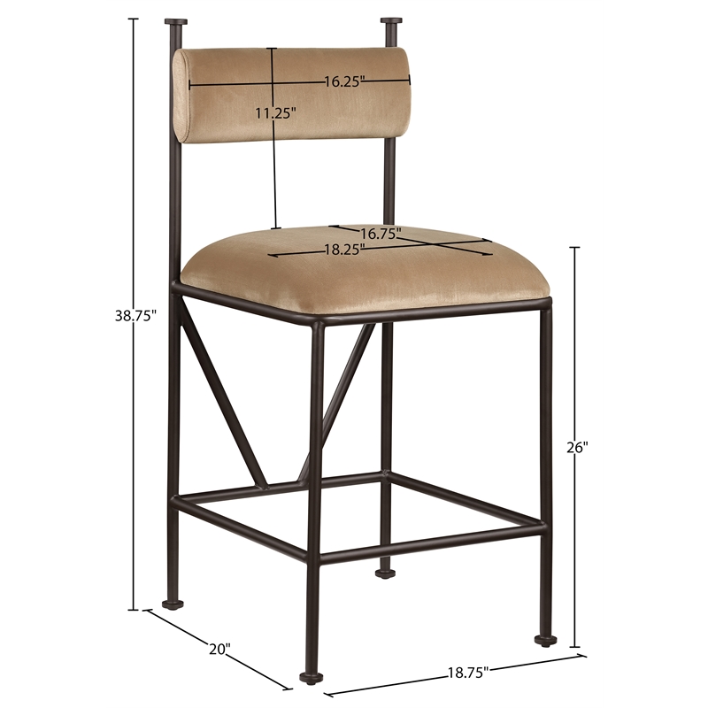 Meridian Furniture Monarch Beige Velvet Upholstered Counter Stool (Set of 2)
