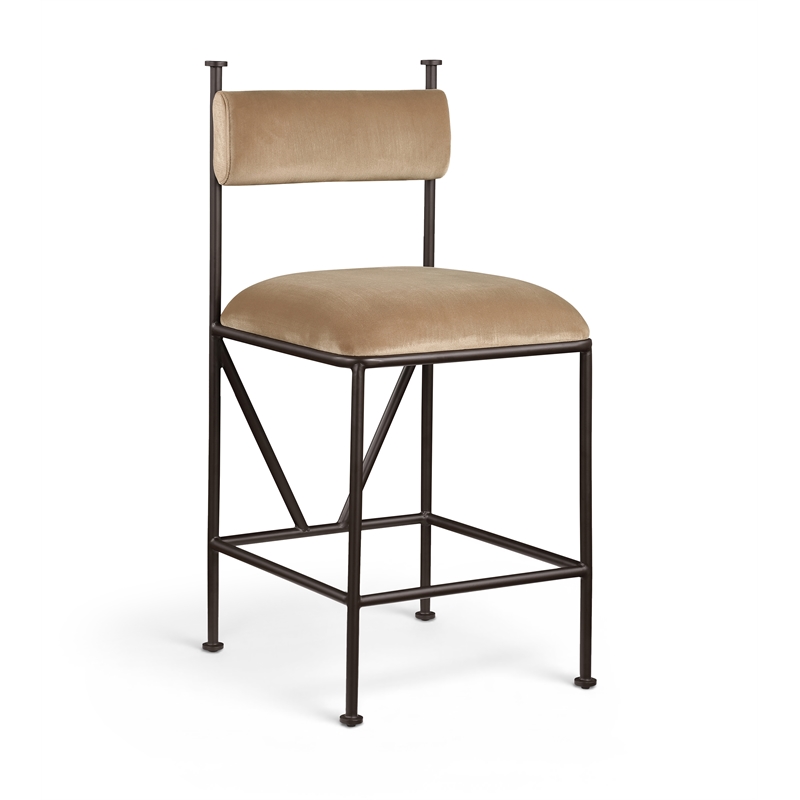 Meridian Furniture Monarch Beige Velvet Upholstered Counter Stool (Set of 2)