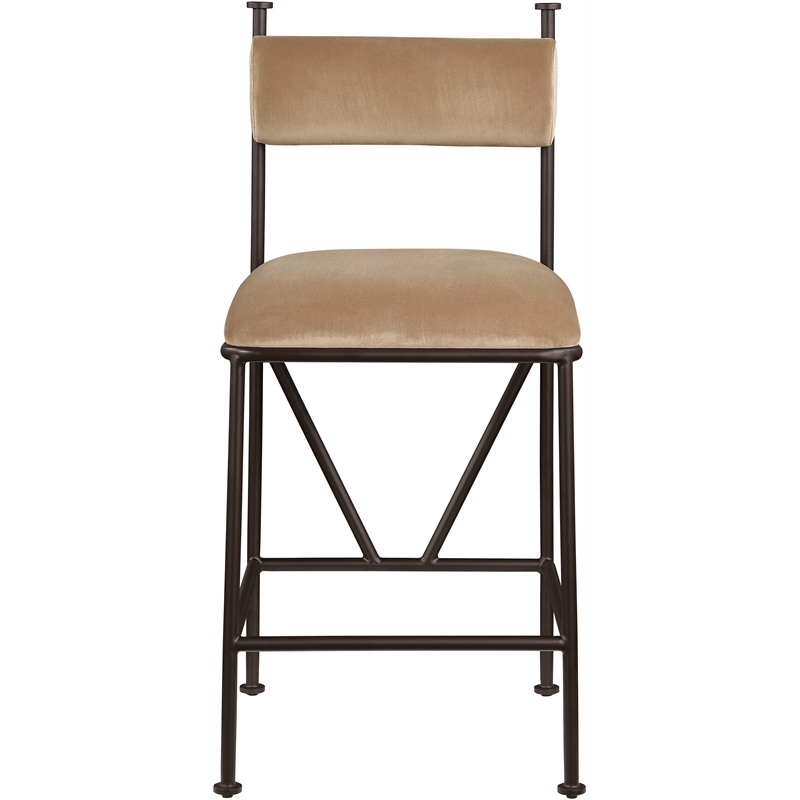 Meridian Furniture Monarch Beige Velvet Upholstered Counter Stool (Set of 2)