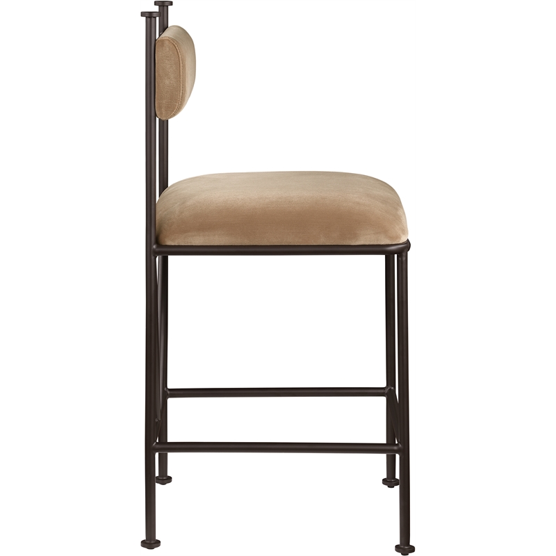 Meridian Furniture Monarch Beige Velvet Upholstered Counter Stool (Set of 2)