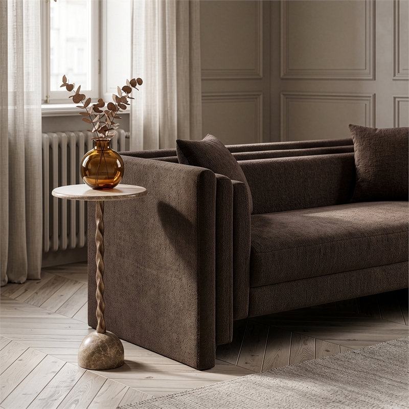 Meridian Furniture Helix Beige Genuine Marble Top End / Side Table