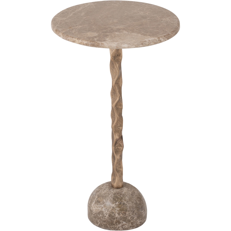 Meridian Furniture Helix Beige Genuine Marble Top End / Side Table