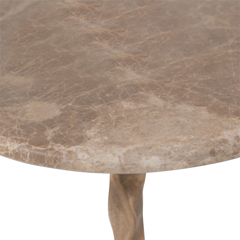 Meridian Furniture Helix Beige Genuine Marble Top End / Side Table