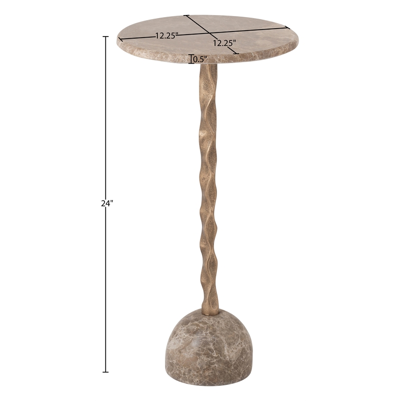 Meridian Furniture Helix Beige Genuine Marble Top End / Side Table