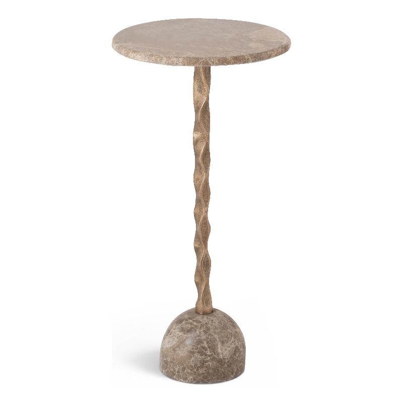 Meridian Furniture Helix Beige Genuine Marble Top End / Side Table