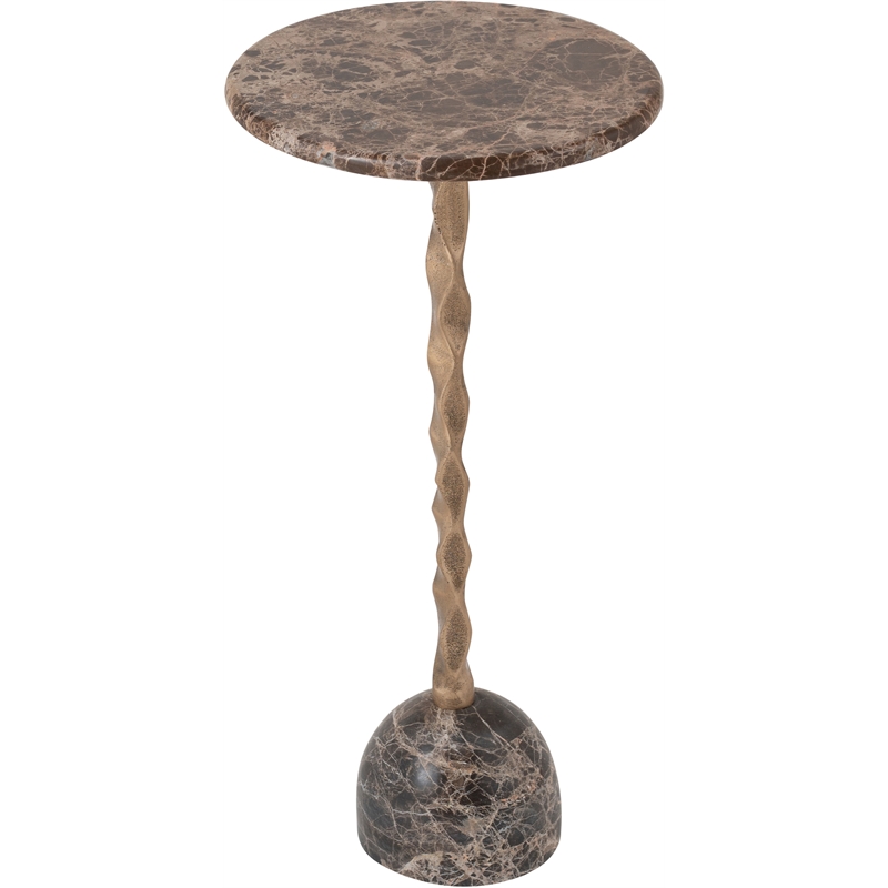 Meridian Furniture Helix Brown Genuine Marble Top End / Side Table
