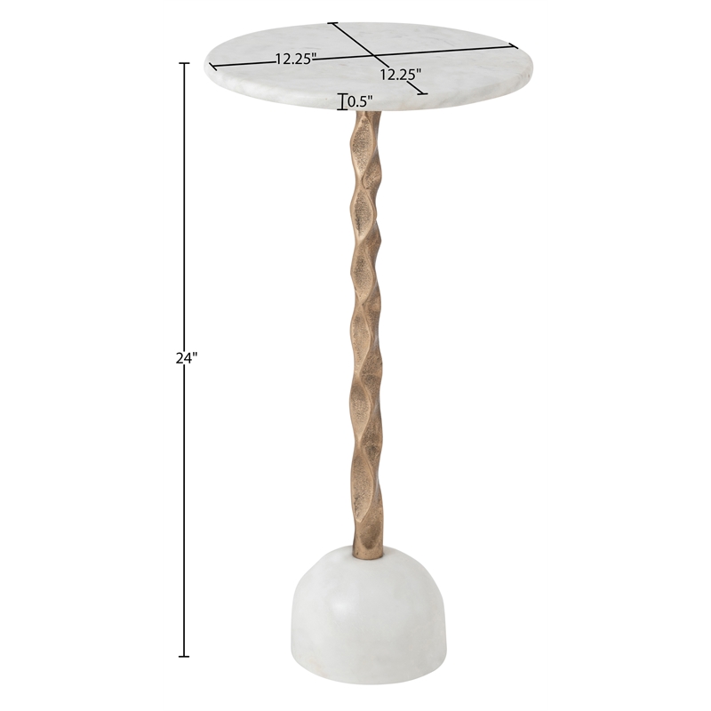 Meridian Furniture Helix White Genuine Marble Top End / Side Table