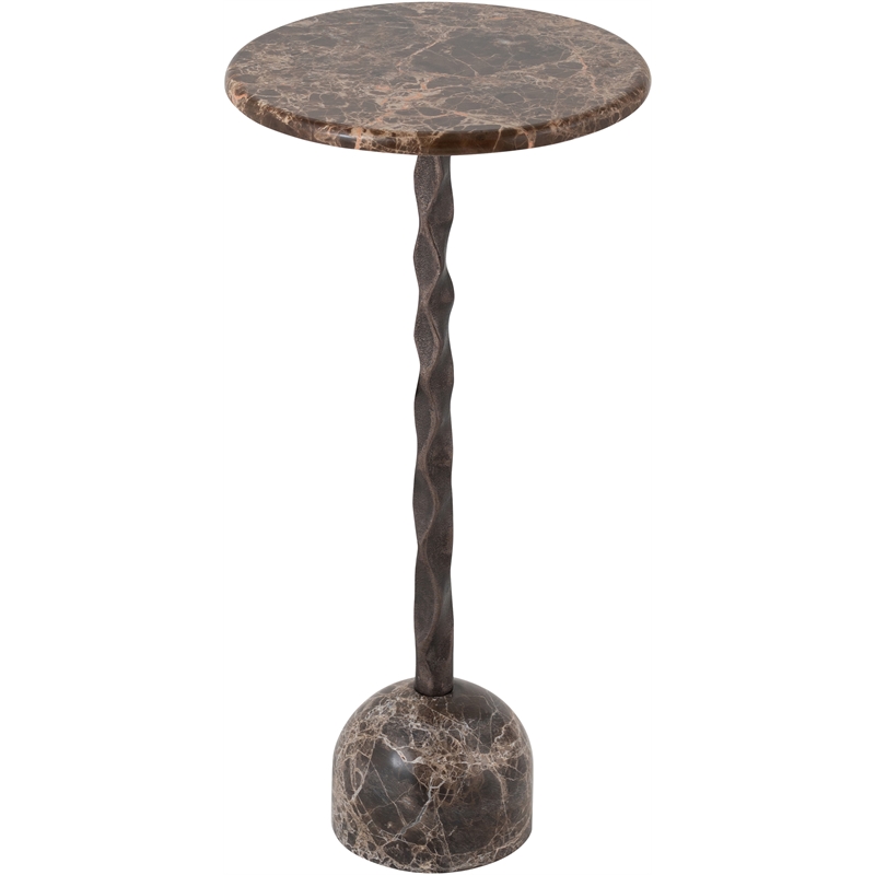 Meridian Furniture Helix Brown Genuine Marble Top End / Side Table