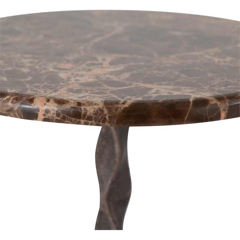 Meridian Furniture Helix Brown Genuine Marble Top End / Side Table