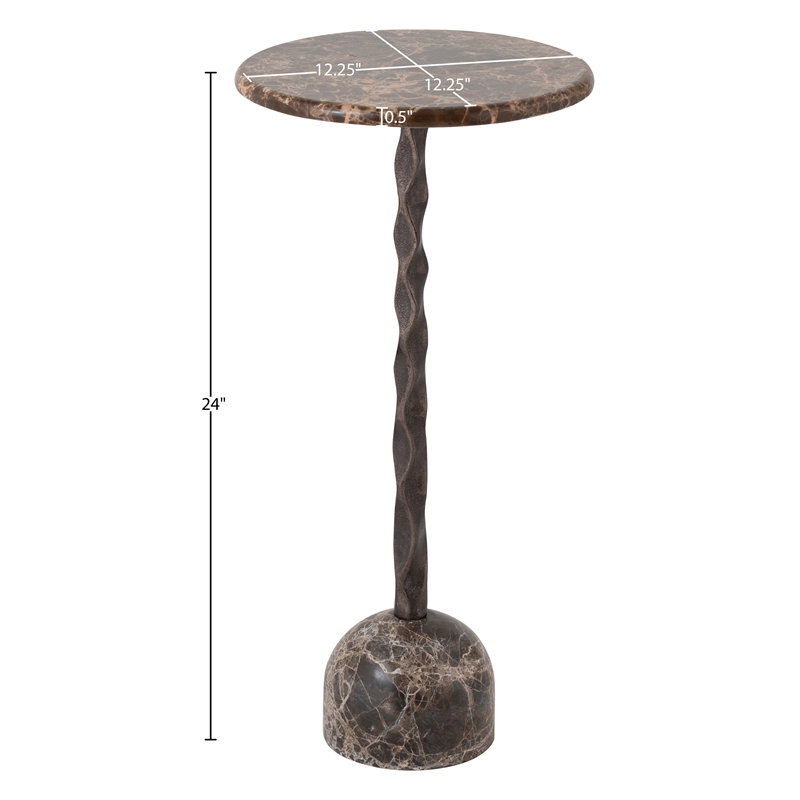 Meridian Furniture Helix Brown Genuine Marble Top End / Side Table