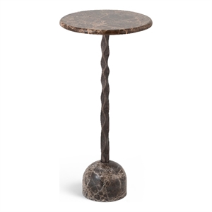 Meridian Furniture Helix Brown Genuine Marble Top End / Side Table