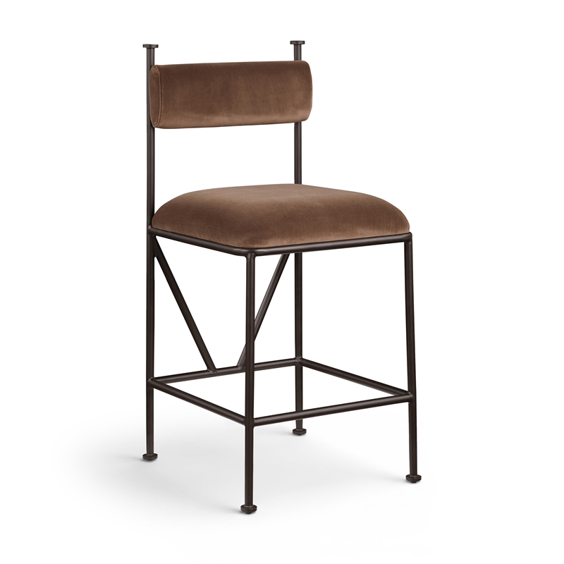 Meridian Furniture Monarch Brown Velvet Upholstered Counter Stool (Set of 2)