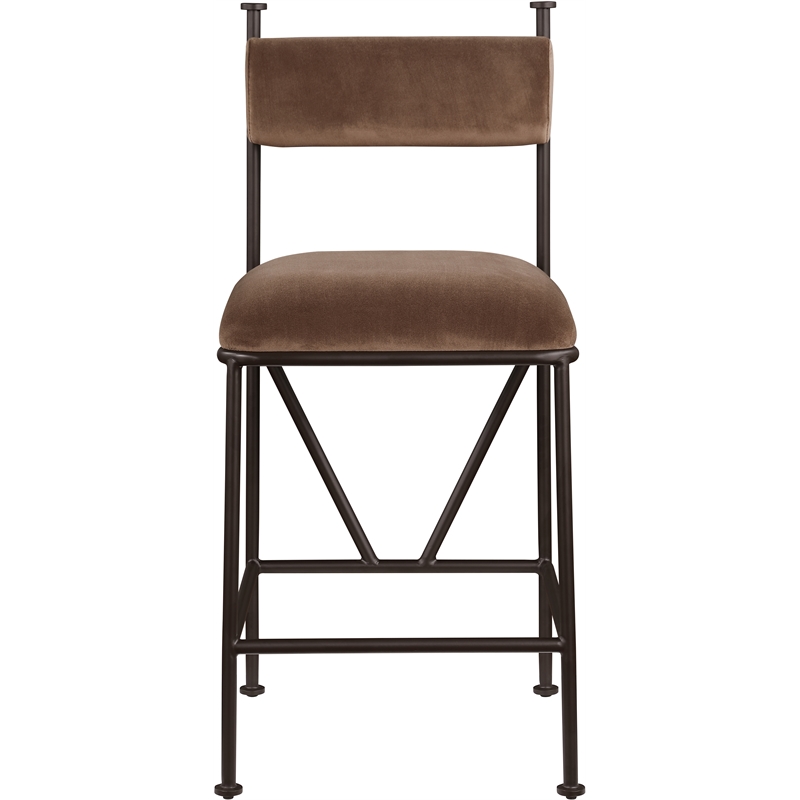 Meridian Furniture Monarch Brown Velvet Upholstered Counter Stool (Set of 2)