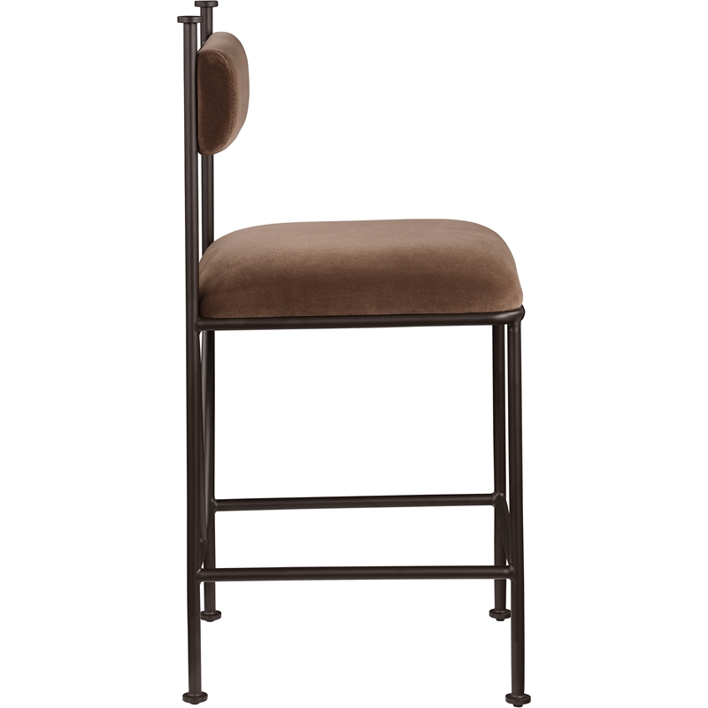 Meridian Furniture Monarch Brown Velvet Upholstered Counter Stool (Set of 2)