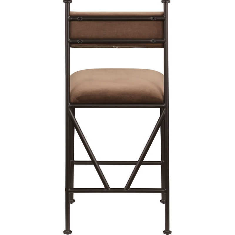 Meridian Furniture Monarch Brown Velvet Upholstered Counter Stool (Set of 2)