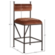 Meridian Furniture Monarch Cognac Velvet Upholstered Counter Stool (Set of 2)