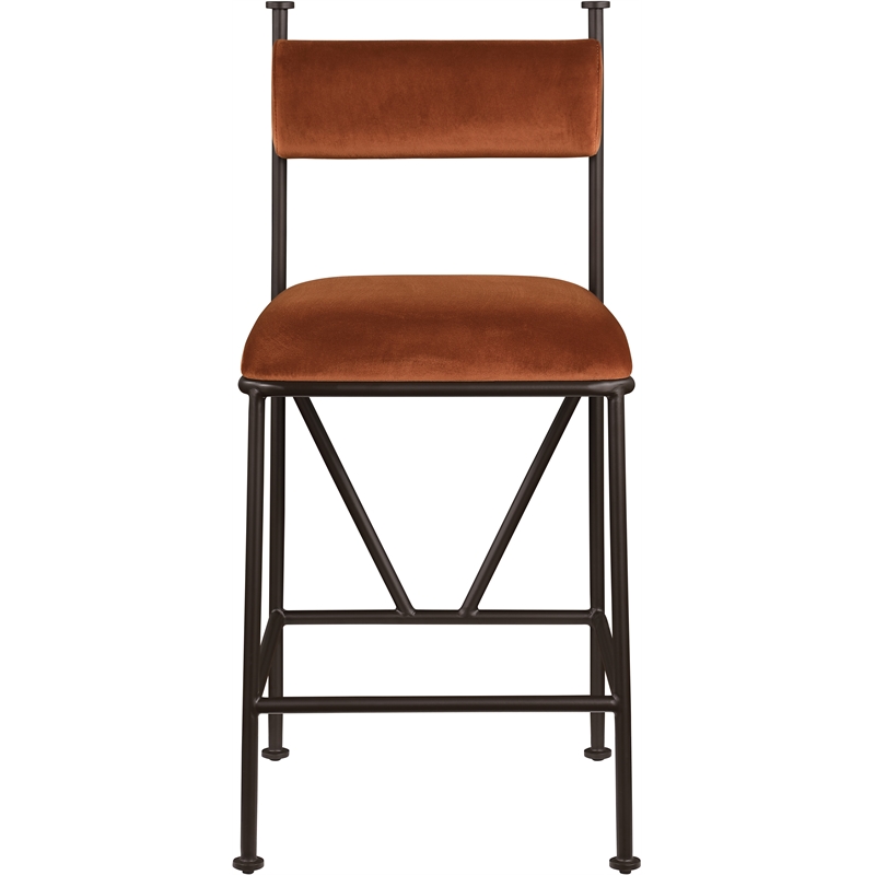 Meridian Furniture Monarch Cognac Velvet Upholstered Counter Stool (Set of 2)
