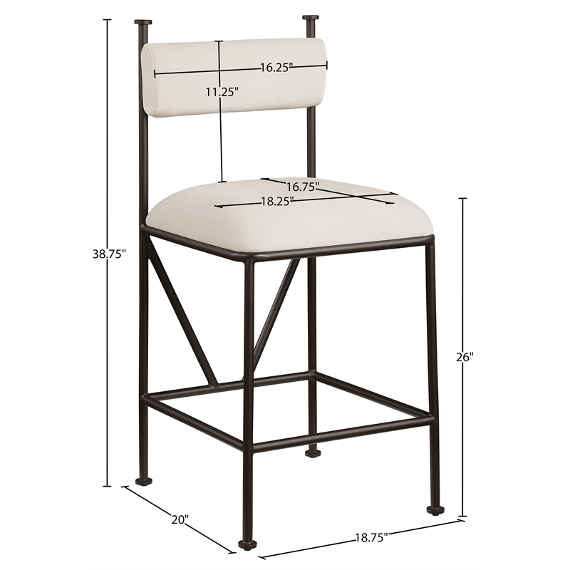 Meridian Furniture Monarch Cream Velvet Upholstered Counter Stool (Set of 2)