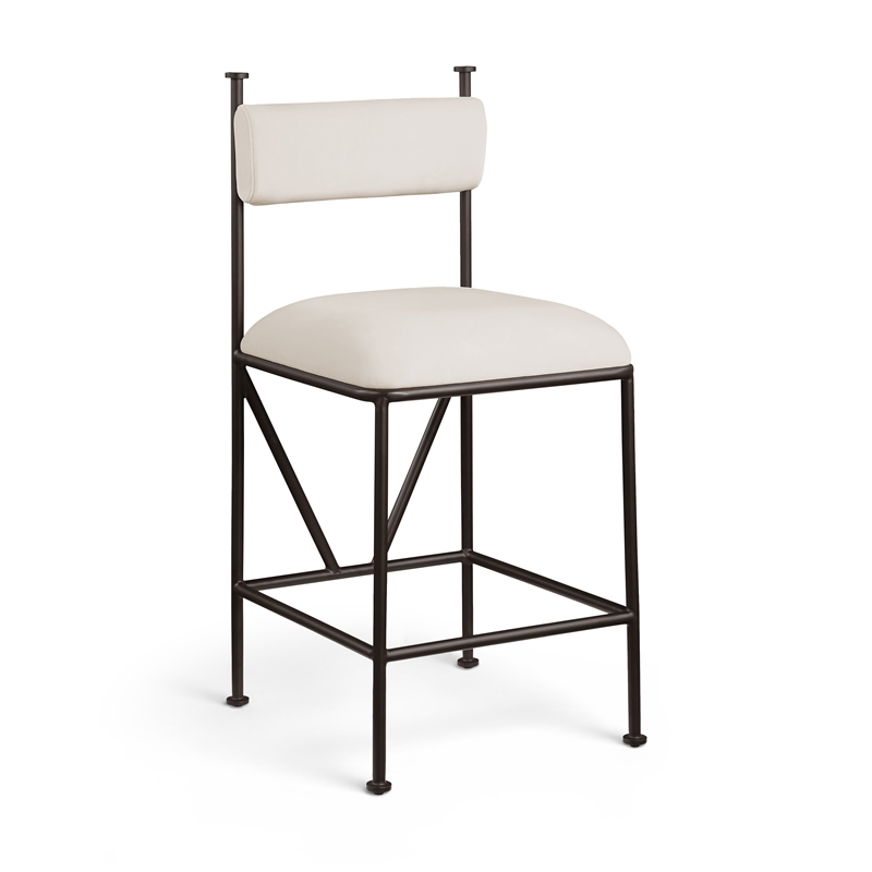 Meridian Furniture Monarch Cream Velvet Upholstered Counter Stool (Set of 2)