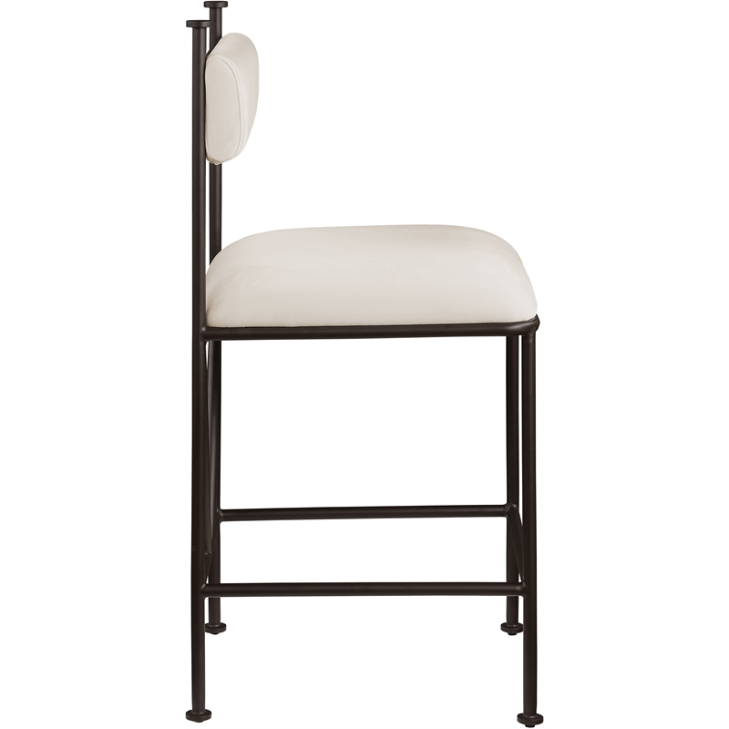Meridian Furniture Monarch Cream Velvet Upholstered Counter Stool (Set of 2)
