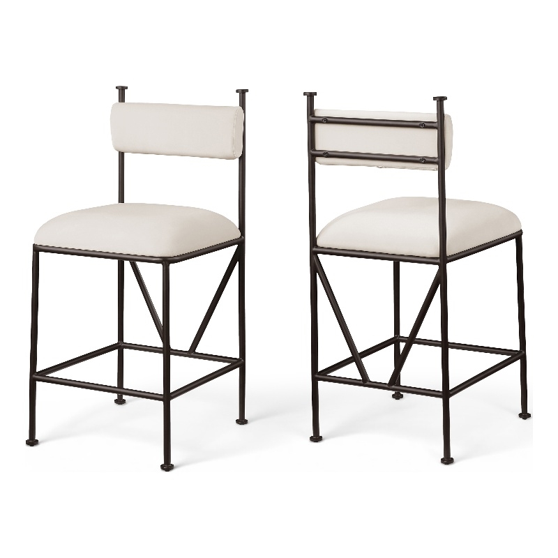 Meridian Furniture Monarch Cream Velvet Upholstered Counter Stool (Set of 2)