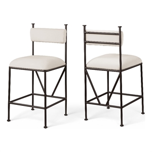 Meridian Furniture Monarch Cream Velvet Upholstered Counter Stool (Set of 2)