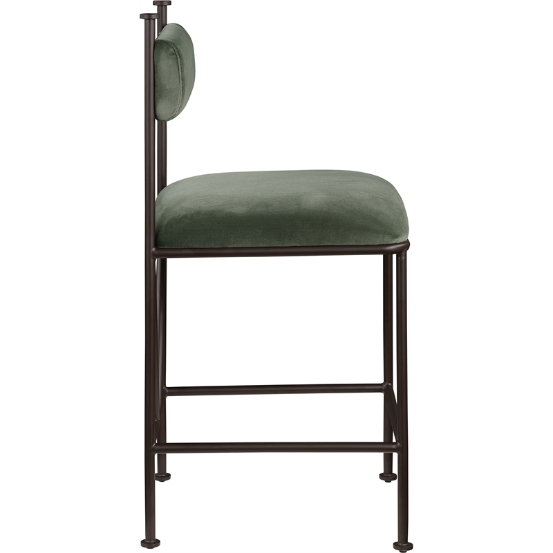 Meridian Furniture Monarch Green Velvet Upholstered Counter Stool (Set of 2)