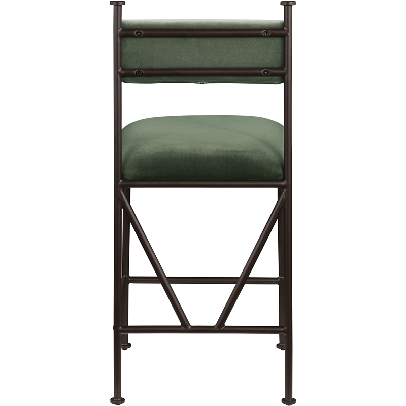 Meridian Furniture Monarch Green Velvet Upholstered Counter Stool (Set of 2)