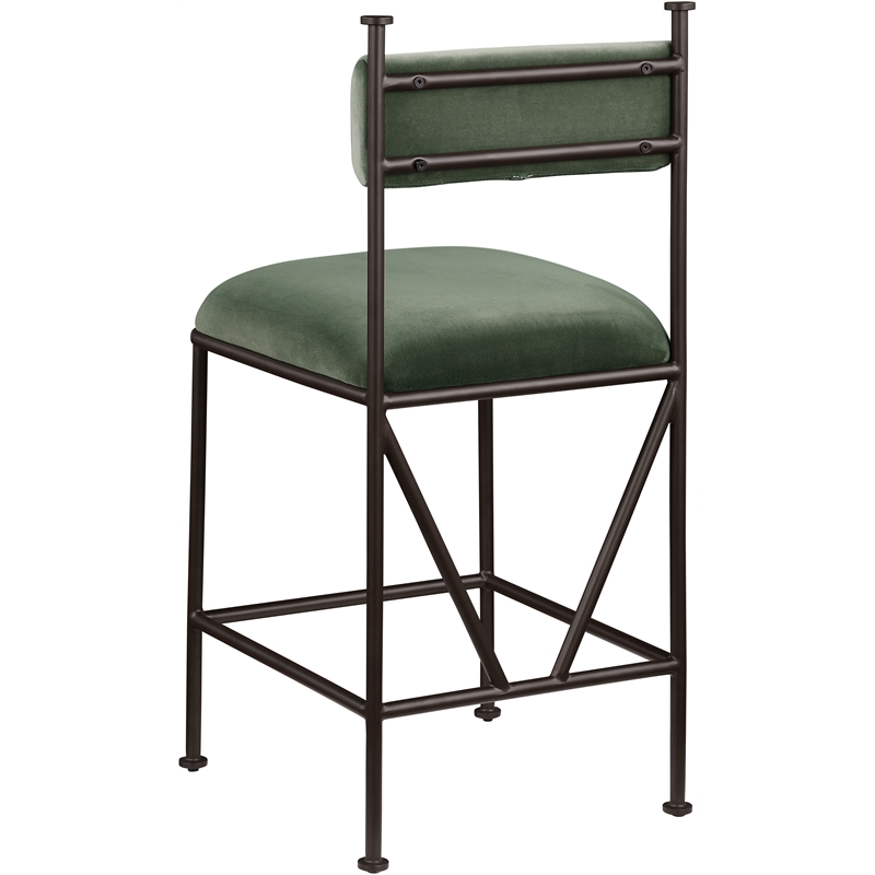 Meridian Furniture Monarch Green Velvet Upholstered Counter Stool (Set of 2)