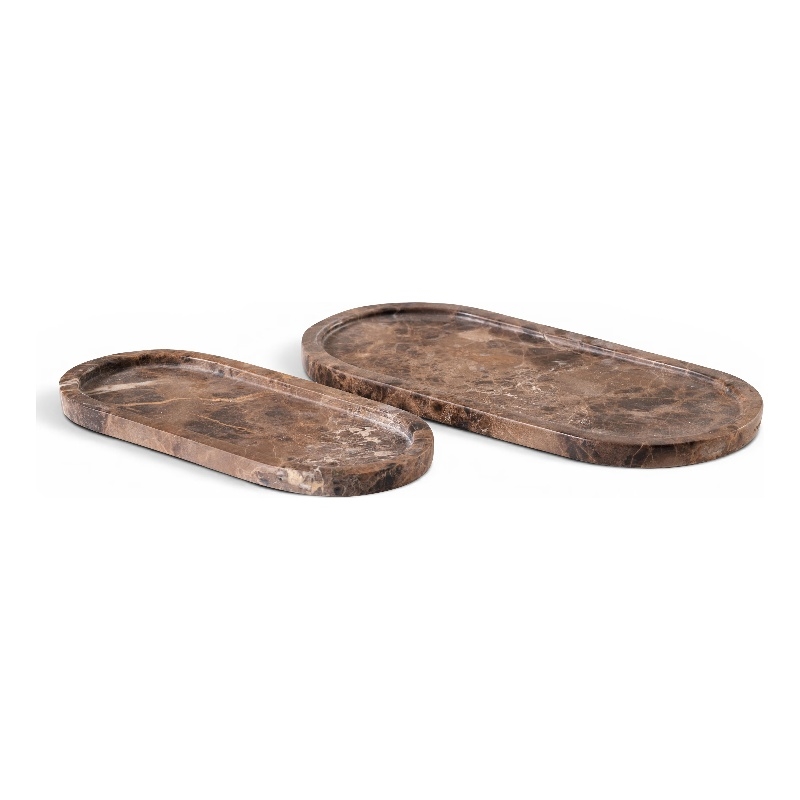 Meridian Furniture Vanta Brown Genuine Marble 2pc. Tray