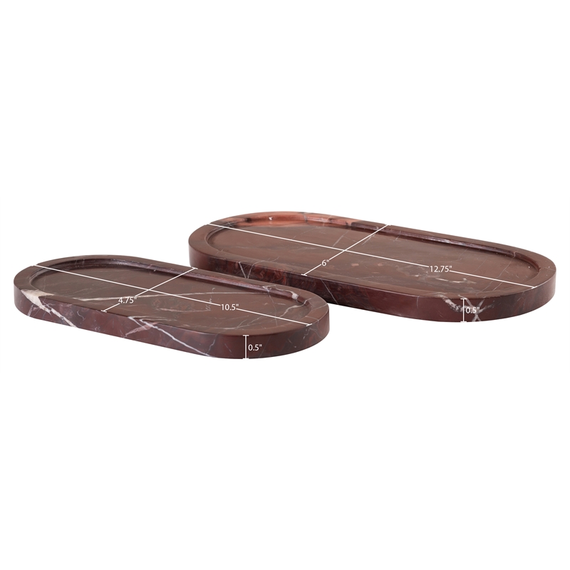 Meridian Furniture Vanta Cherry Genuine Marble 2pc. Tray