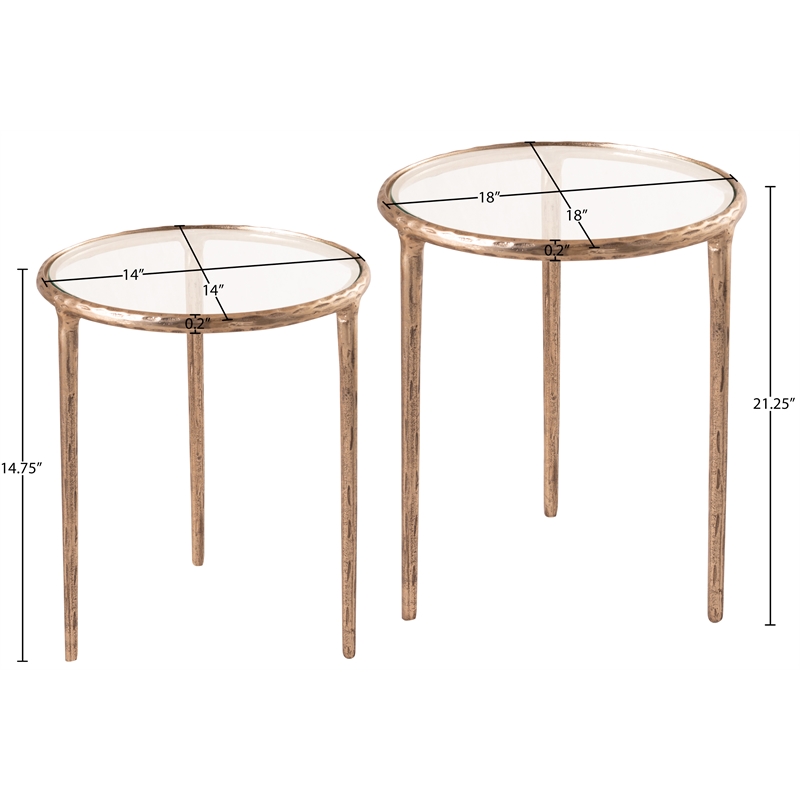 Meridian Furniture Evren Glass Top 2pc Nesting End / Side Table