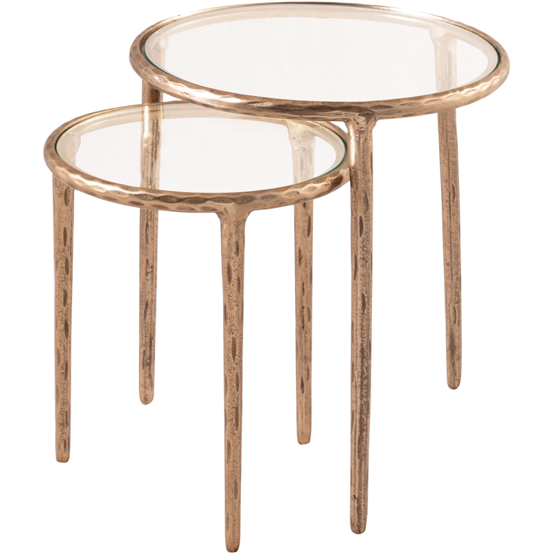 Meridian Furniture Evren Glass Top 2pc Nesting End / Side Table