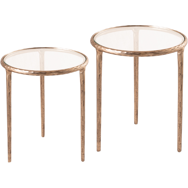 Meridian Furniture Evren Glass Top 2pc Nesting End / Side Table
