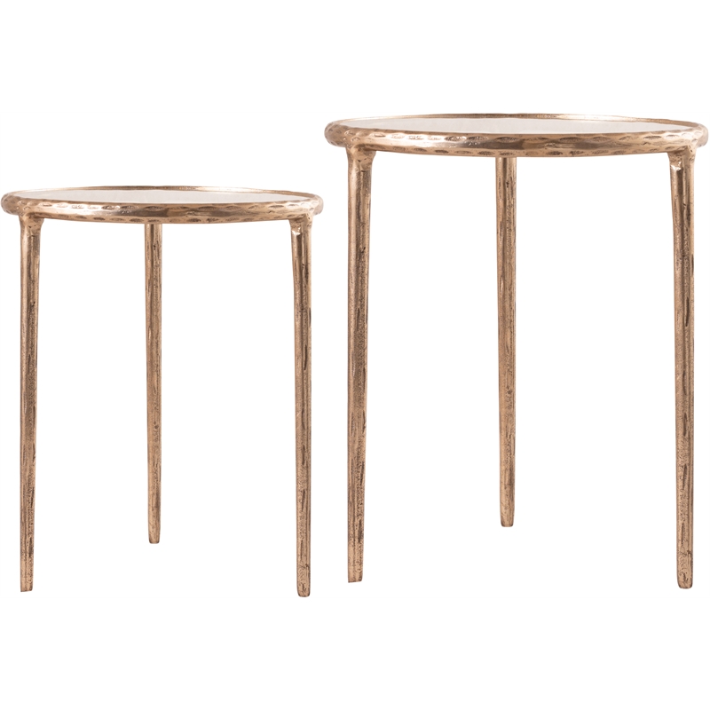 Meridian Furniture Evren Glass Top 2pc Nesting End / Side Table