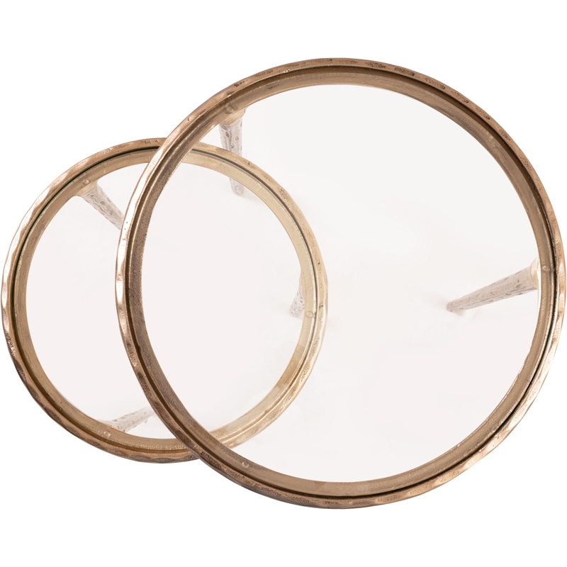 Meridian Furniture Evren Glass Top 2pc Nesting End / Side Table