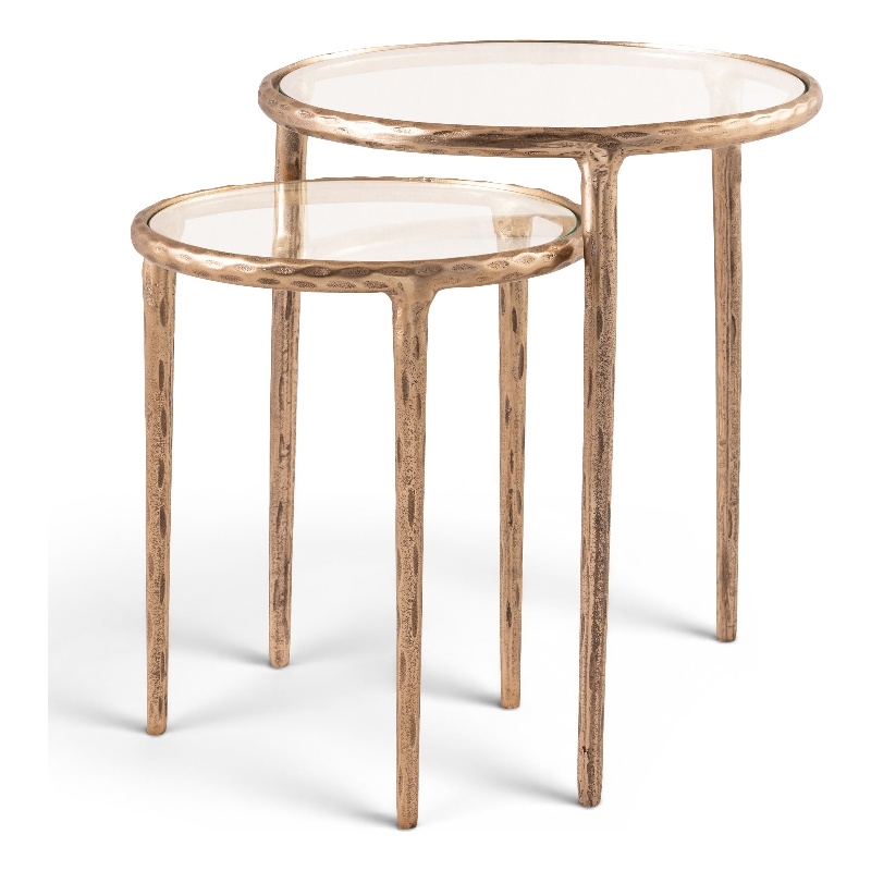 Meridian Furniture Evren Glass Top 2pc Nesting End / Side Table