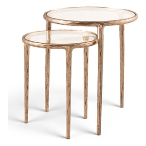 Meridian Furniture Evren Glass Top 2pc Nesting End / Side Table