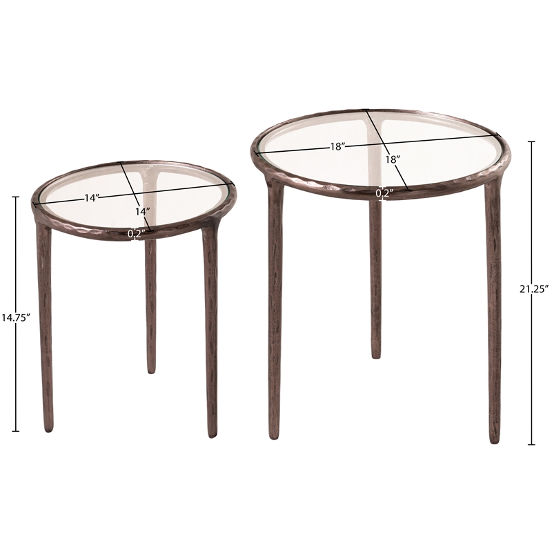 Meridian Furniture Evren Glass Top 2pc Nesting End / Side Table