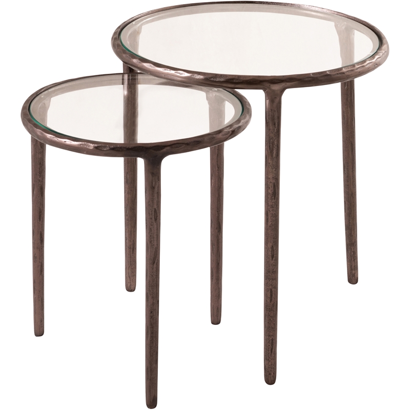 Meridian Furniture Evren Glass Top 2pc Nesting End / Side Table
